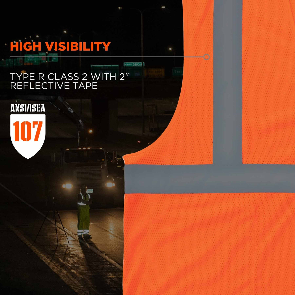 Ergodyne 24534 8210HL-S L Orange Class 2 Economy Mesh Vest - Single Size - 8