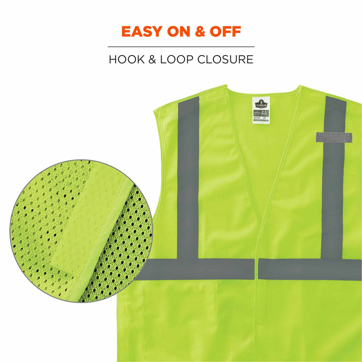 Ergodyne 24541 8215BA-S XS Lime Class 2 Economy Breakaway Mesh Vest - Single Size - 5