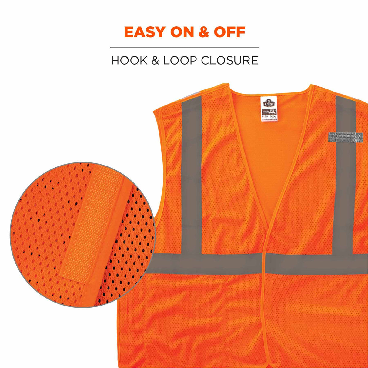 Ergodyne 24551 8215BA-S XS Orange Class 2 Economy Breakaway Mesh Vest - Single Size - 5