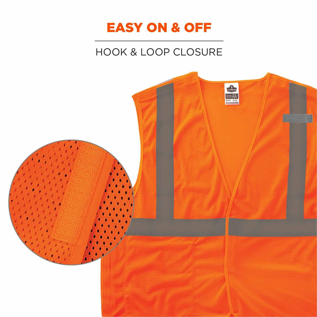 Ergodyne 24554 8215BA-S L Orange Class 2 Economy Breakaway Mesh Vest - Single Size - 5