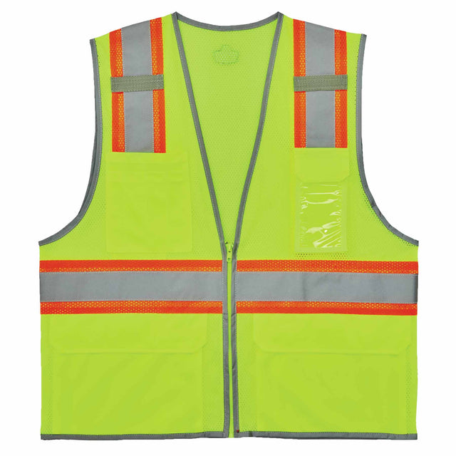 Ergodyne 24562 8246Z-S S Lime Class 2 Two-Tone Mesh Vest - Single Size