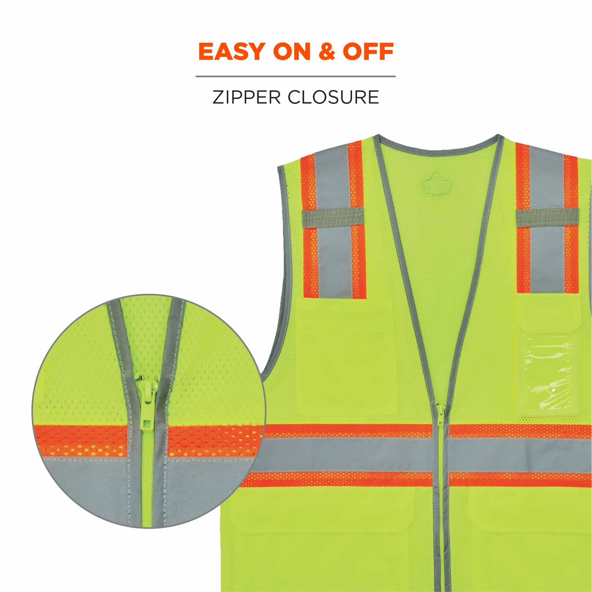 Ergodyne 24562 8246Z-S S Lime Class 2 Two-Tone Mesh Vest - Single Size - 4