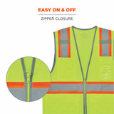 Ergodyne 24562 8246Z-S S Lime Class 2 Two-Tone Mesh Vest - Single Size - 4