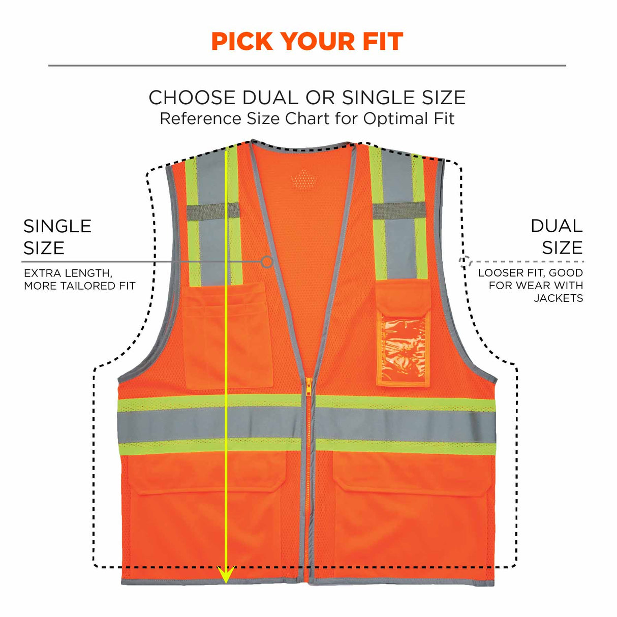 Ergodyne 24572 8246Z-S S Orange Class 2 Two-Tone Mesh Vest - Single Size - 5