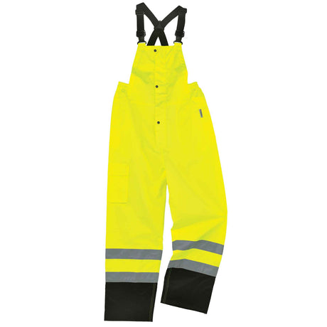 Ergodyne 25012 GloWear 8918BK Supplemental Class E Black Bottom Rain Bibs, Small, HV Lime