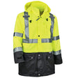 Ergodyne 25322 GloWear 8365BK Type R Class 3 Black Front Rain Jacket, Small, HV Lime