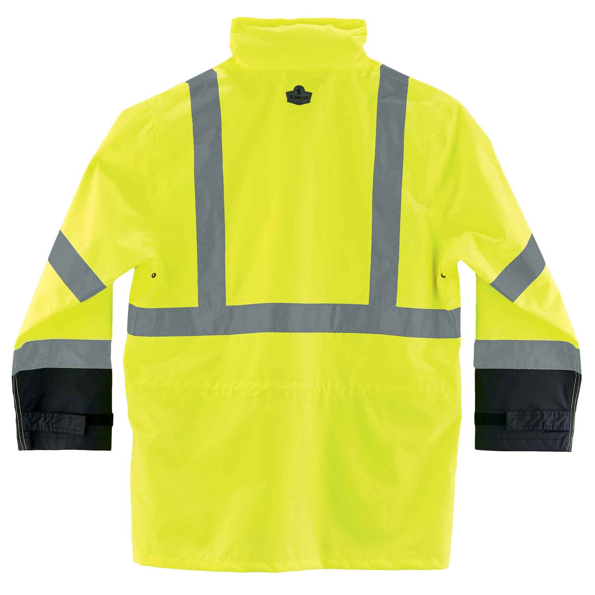 Ergodyne 25322 GloWear 8365BK Type R Class 3 Black Front Rain Jacket, Small, HV Lime - 2