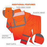 Ergodyne 25333 #8376K M Orange Lightweight HV Rain Suit - 5