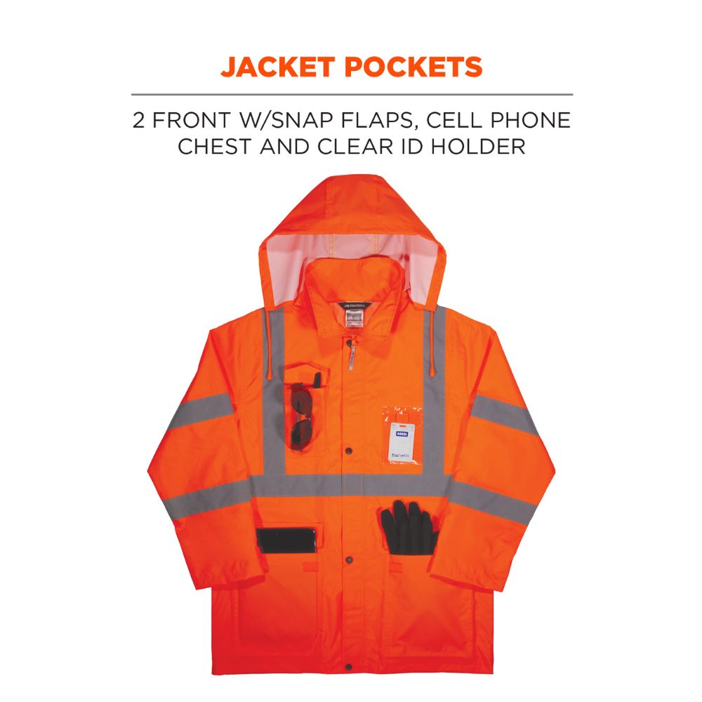 Ergodyne 25336 #8376K 2XL Orange Lightweight HV Rain Suit - 4