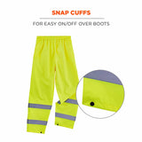 Ergodyne 25342 8916 S Lime Class E Lightweight Hi-Vis Rain Pants - 4