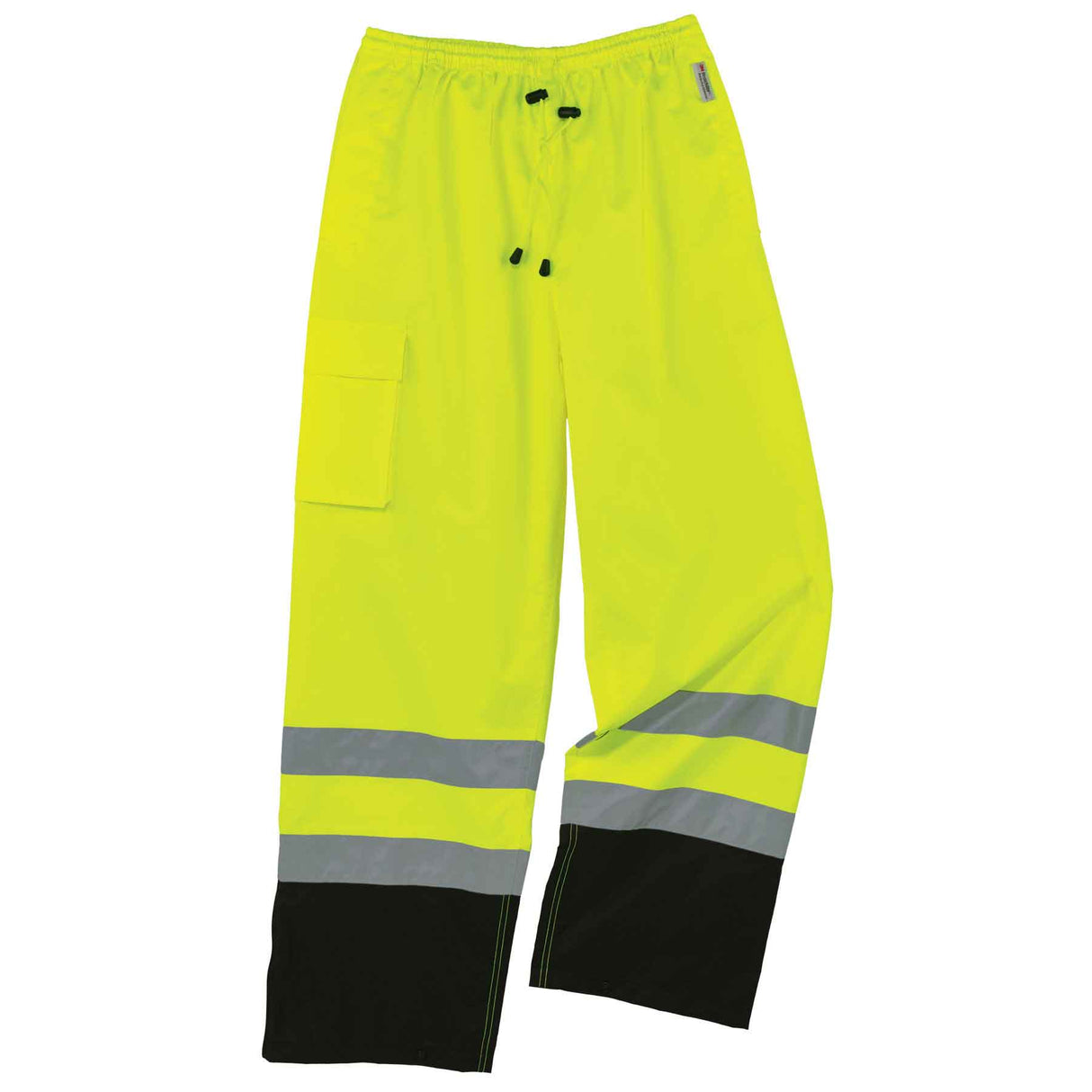 Ergodyne 25424 GloWear 8915BK Supplemental Class E Black Bottom Rain Pants, Large, HV Lime - 3