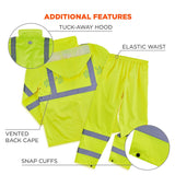 Ergodyne 25435 #8376K XL Lime Lightweight HV Rain Suit - 5