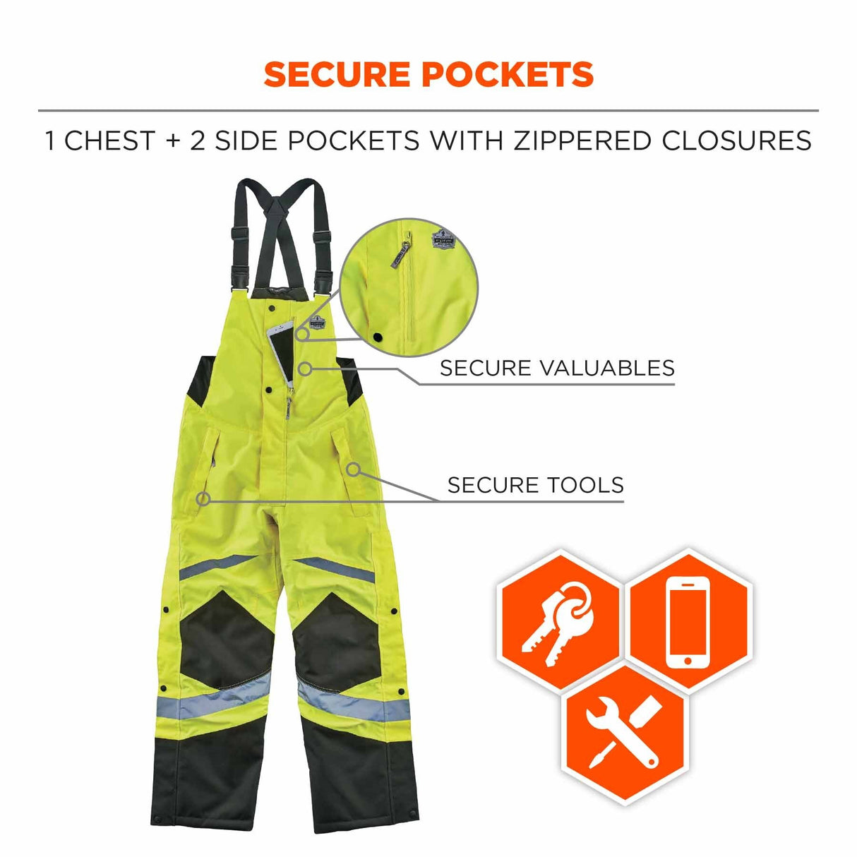 Ergodyne 25523 8928 M Lime Class E Hi-Vis Insulated Bibs - 4