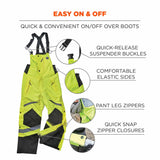 Ergodyne 25524 8928 L Lime Class E Hi-Vis Insulated Bibs - 3