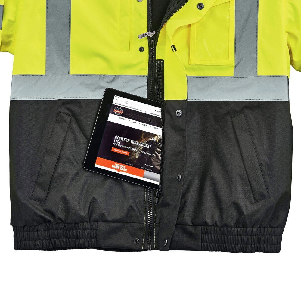 Ergodyne 25593 GloWear 8381 Type R Class 3 Performance 3-in-1 Bomber Jacket, Medium, HV Lime - 3