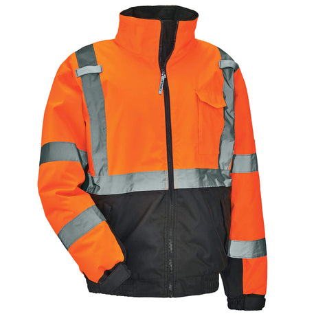 Ergodyne 25612 GloWear 8377 Type R Class 3 Quilted Bomber Jacket, Small, HV Orange