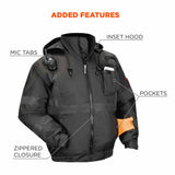 Ergodyne 25645 8377EV XL Black Non-Certified Hi-Vis Bomber Jacket - Quilted - 3