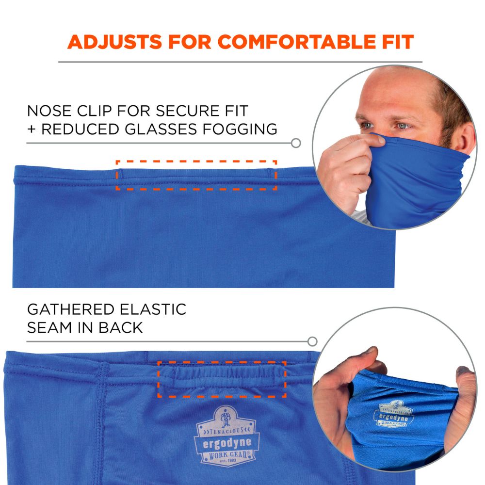 Ergodyne 42136 #6482 L/XL Blue Cooling Neck Gaiter Bandana Pocket Kit - 5