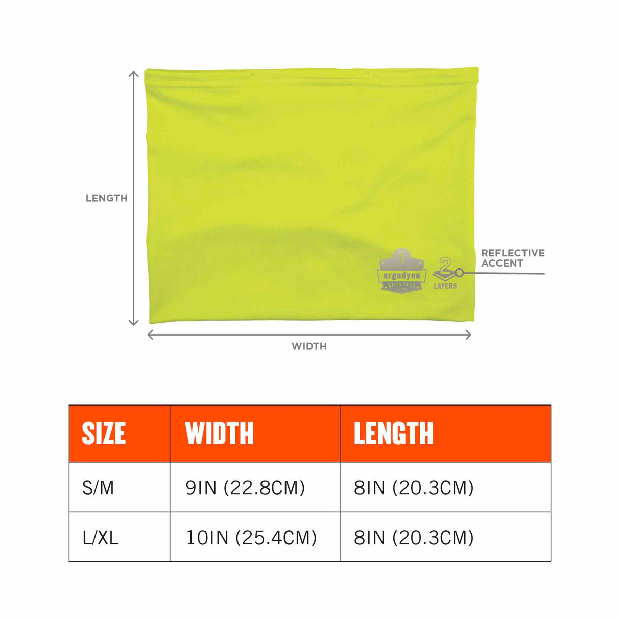 Ergodyne 42144 6489 S/M Hi-Vis Lime 2-Layer Cooling Multi-Band - Performance Knit - 3