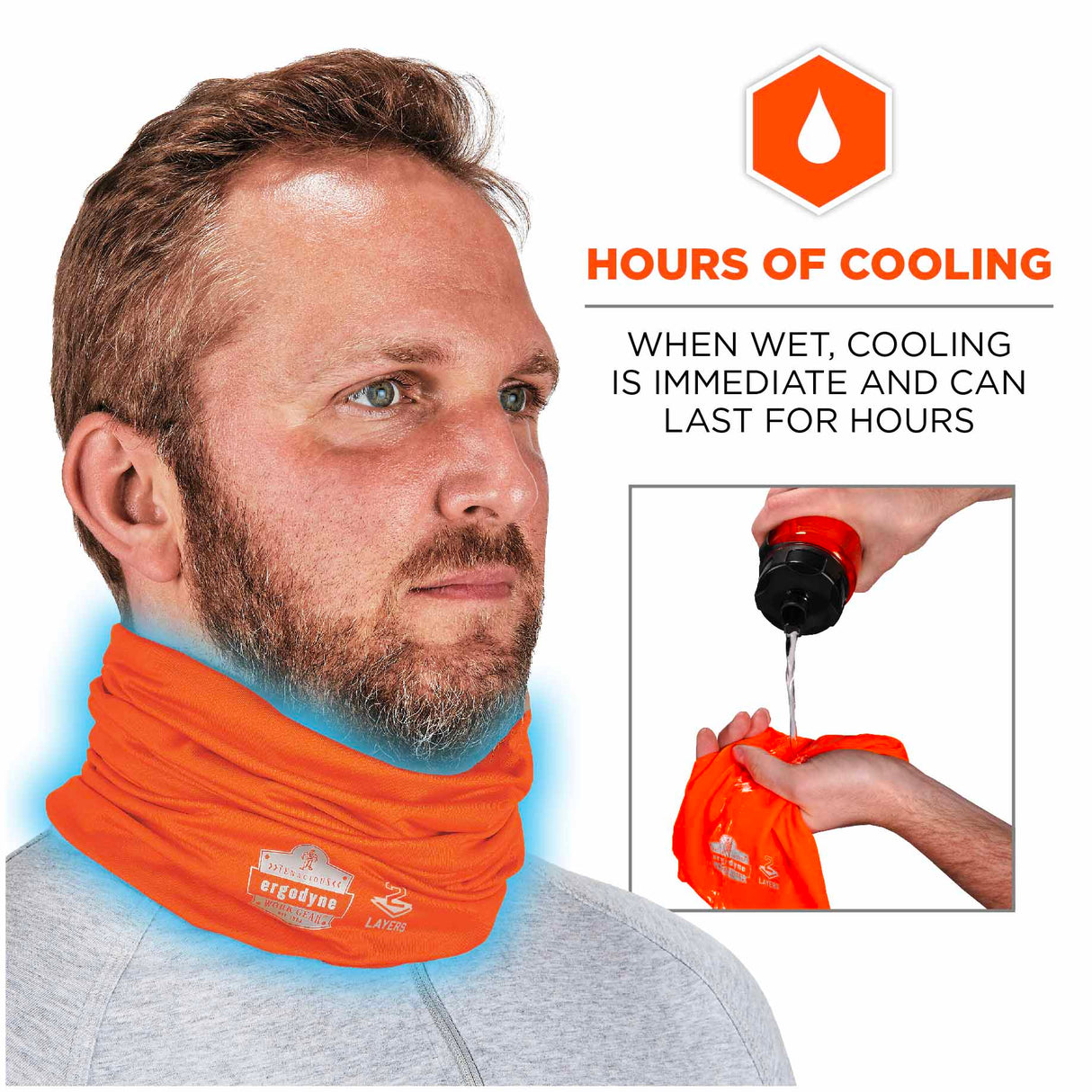 Ergodyne 42152 6489 2XL/3XL Hi-Vis Orange 2-Layer Cooling Multi-Band - Performance Knit - 6