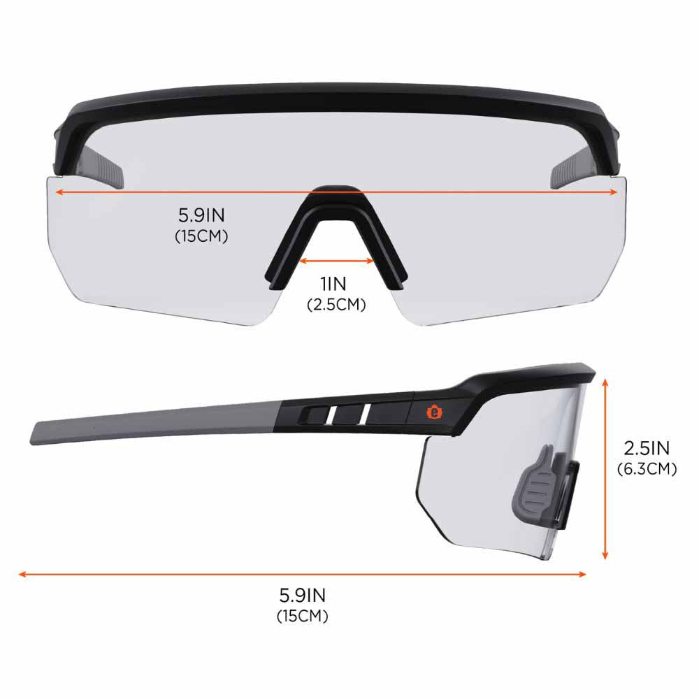 Ergodyne 55001 AEGIR Matte Black Frame Clear Lens Safety Glasses Sunglasses - 8