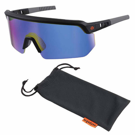 Ergodyne 55007 AEGIR-MI Matte Black Frame Blue Mirror Lens Safety Glasses