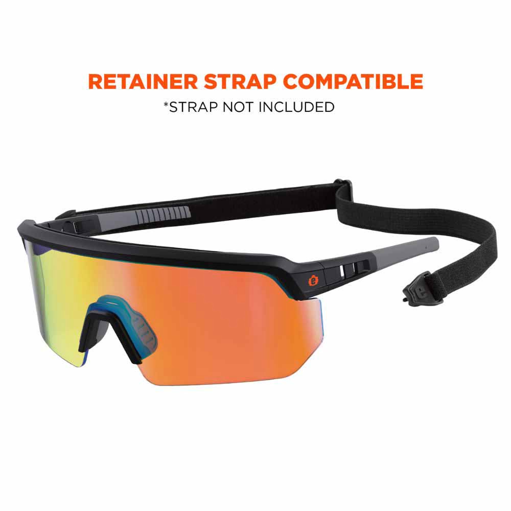 Ergodyne 55010 AEGIR-AFASM Matte Black Frame Orange Mirror Lens Anti Scratch Anti Fog Safety Glasses - 5