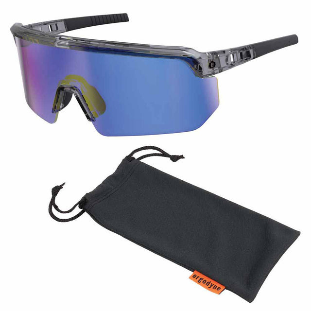 Ergodyne 55011 AEGIR-MI Clear Smoke Frame Blue Mirror Lens Safety Glasses