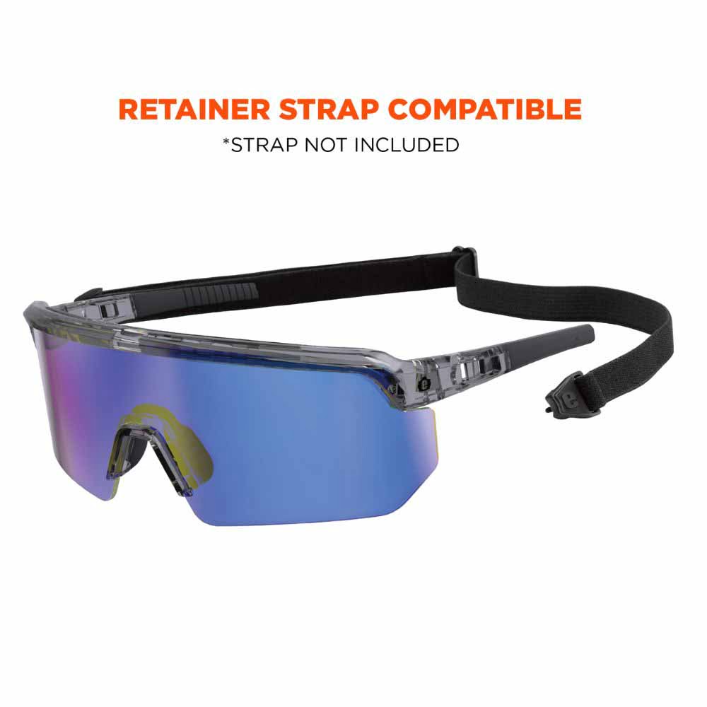 Ergodyne 55012 AEGIR-AFASM Clear Smoke Frame Blue Mirror Lens Anti Scratch Anti Fog Safety Glasses - 5