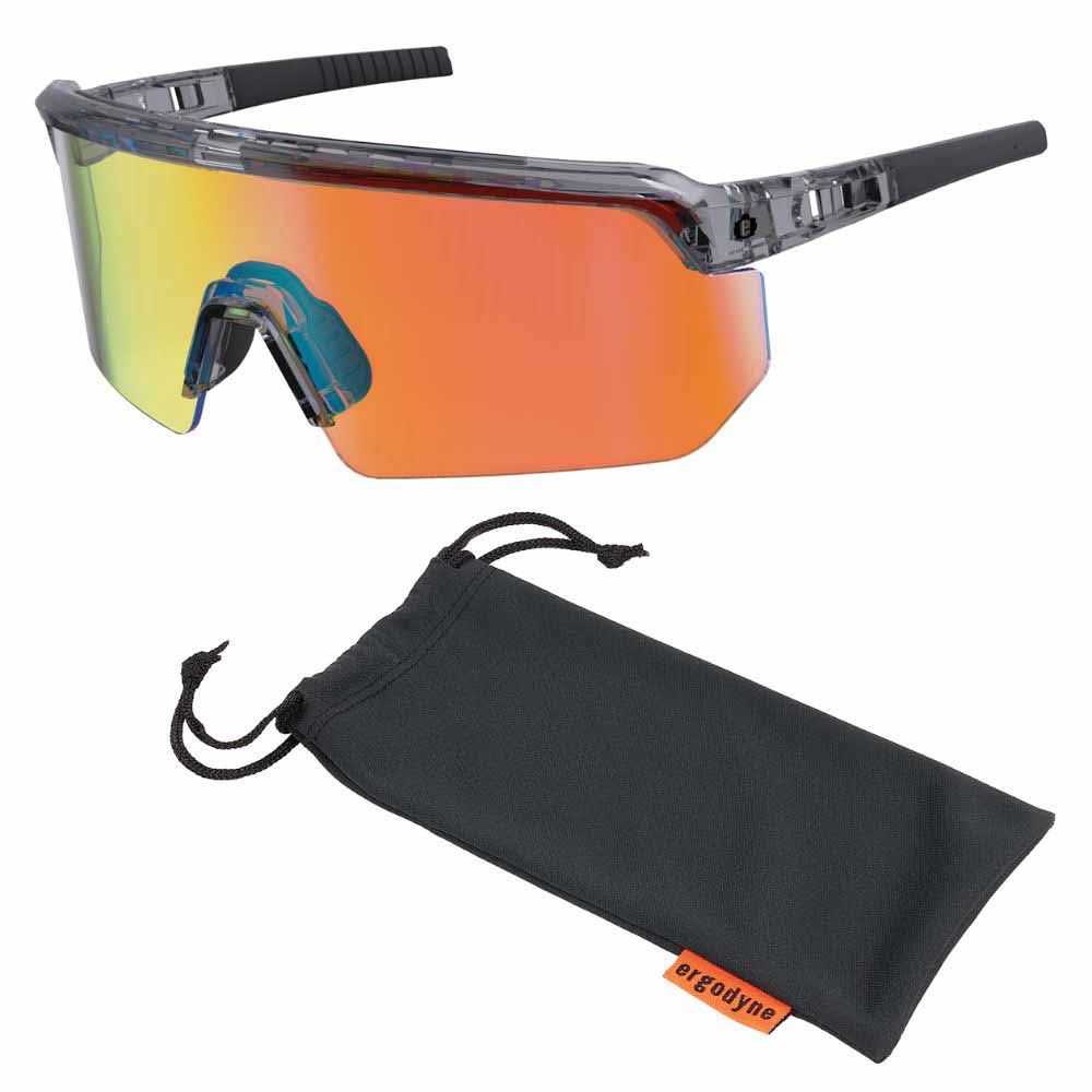 Ergodyne 55013 AEGIR-MI Clear Smoke Frame Orange Mirror Lens Safety Glasses