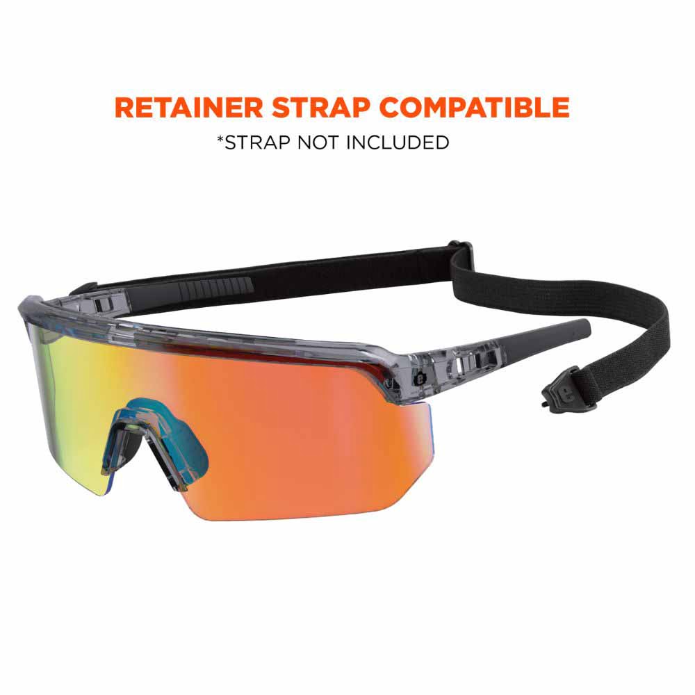 Ergodyne 55014 AEGIR-AFASM Clear Smoke Frame Orange Mirror Lens Anti Scratch Anti Fog Safety Glasses - 5