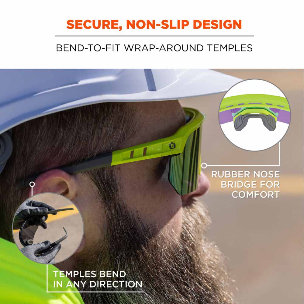 Ergodyne 55015 AEGIR-MI Lime Frame Purple Mirror Lens Safety Glasses - 3