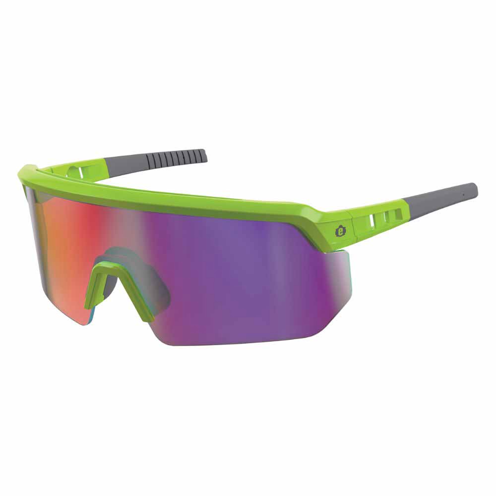 Ergodyne 55015 AEGIR-MI Lime Frame Purple Mirror Lens Safety Glasses - 7