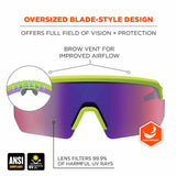 Ergodyne 55016 AEGIR-AFASM Lime Frame Purple Mirror Lens Anti Scratch Anti Fog Safety Glasses - 2