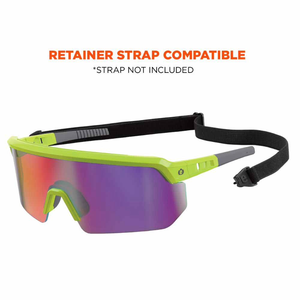 Ergodyne 55016 AEGIR-AFASM Lime Frame Purple Mirror Lens Anti Scratch Anti Fog Safety Glasses - 5