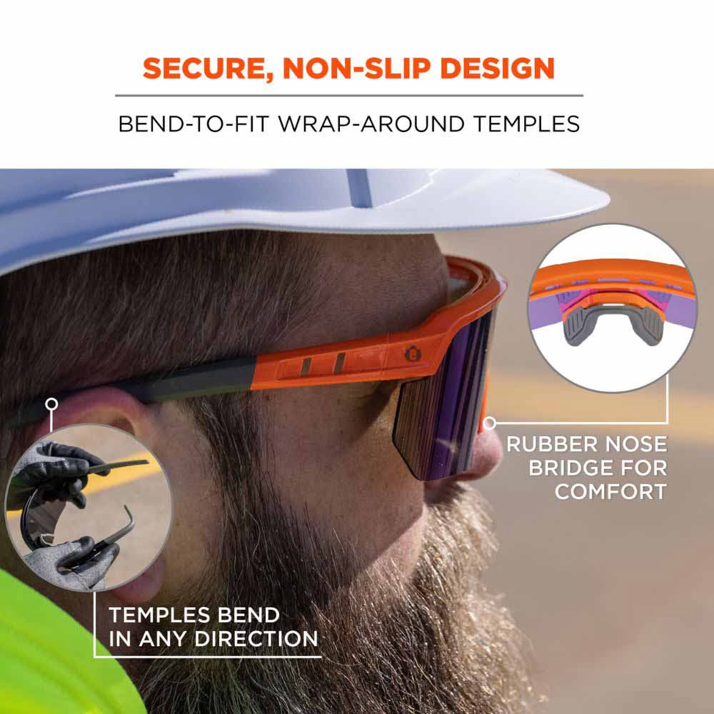 Ergodyne 55019 AEGIR-MI Orange Frame Purple Mirror Lens Safety Glasses - 3