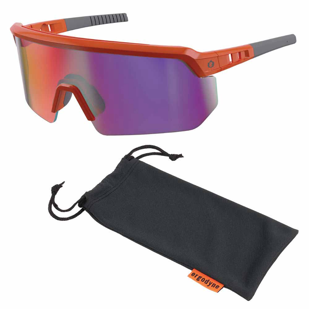 Ergodyne 55020 AEGIR-AFASM Orange Frame Purple Mirror Lens Anti Scratch Anti Fog Safety Glasses