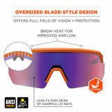 Ergodyne 55020 AEGIR-AFASM Orange Frame Purple Mirror Lens Anti Scratch Anti Fog Safety Glasses - 2