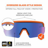 Ergodyne 55022 AEGIR-AFASM Orange Frame Blue Mirror Lens Anti Scratch Anti Fog Safety Glasses - 2