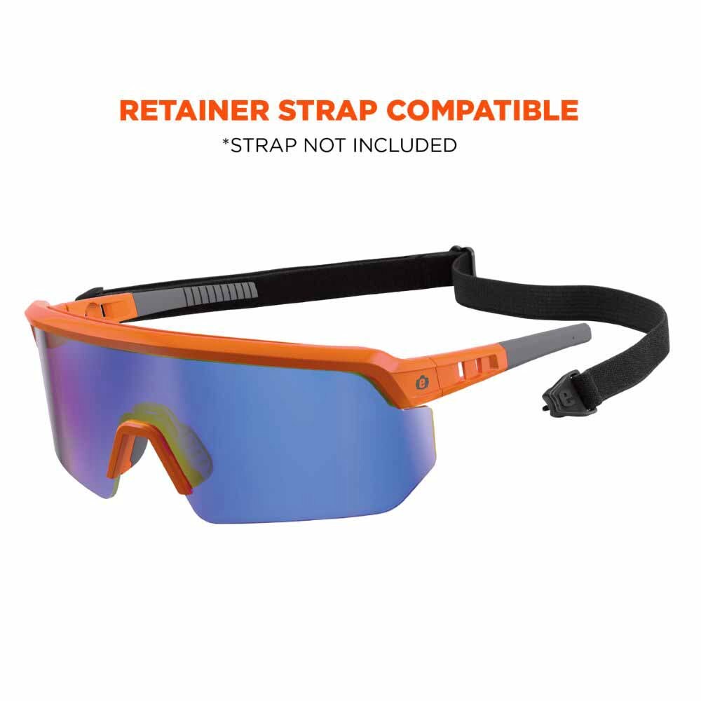 Ergodyne 55022 AEGIR-AFASM Orange Frame Blue Mirror Lens Anti Scratch Anti Fog Safety Glasses - 5