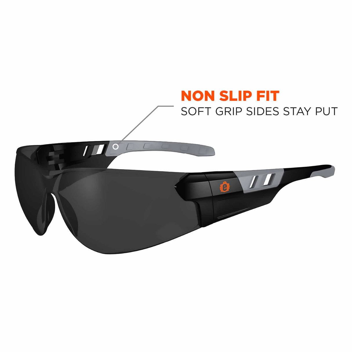 Ergodyne 59133 SAGA Anti-Fog Smoke Lens Matte Black Frameless Safety Glasses - 5