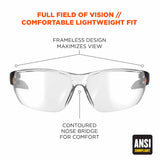 Ergodyne 59200 VALI Clear Lens Matte Black Frameless Safety Glasses - 4