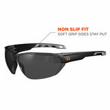 Ergodyne 59233 VALI Anti-Fog Smoke Lens Matte Black Frameless Safety Glasses - 5