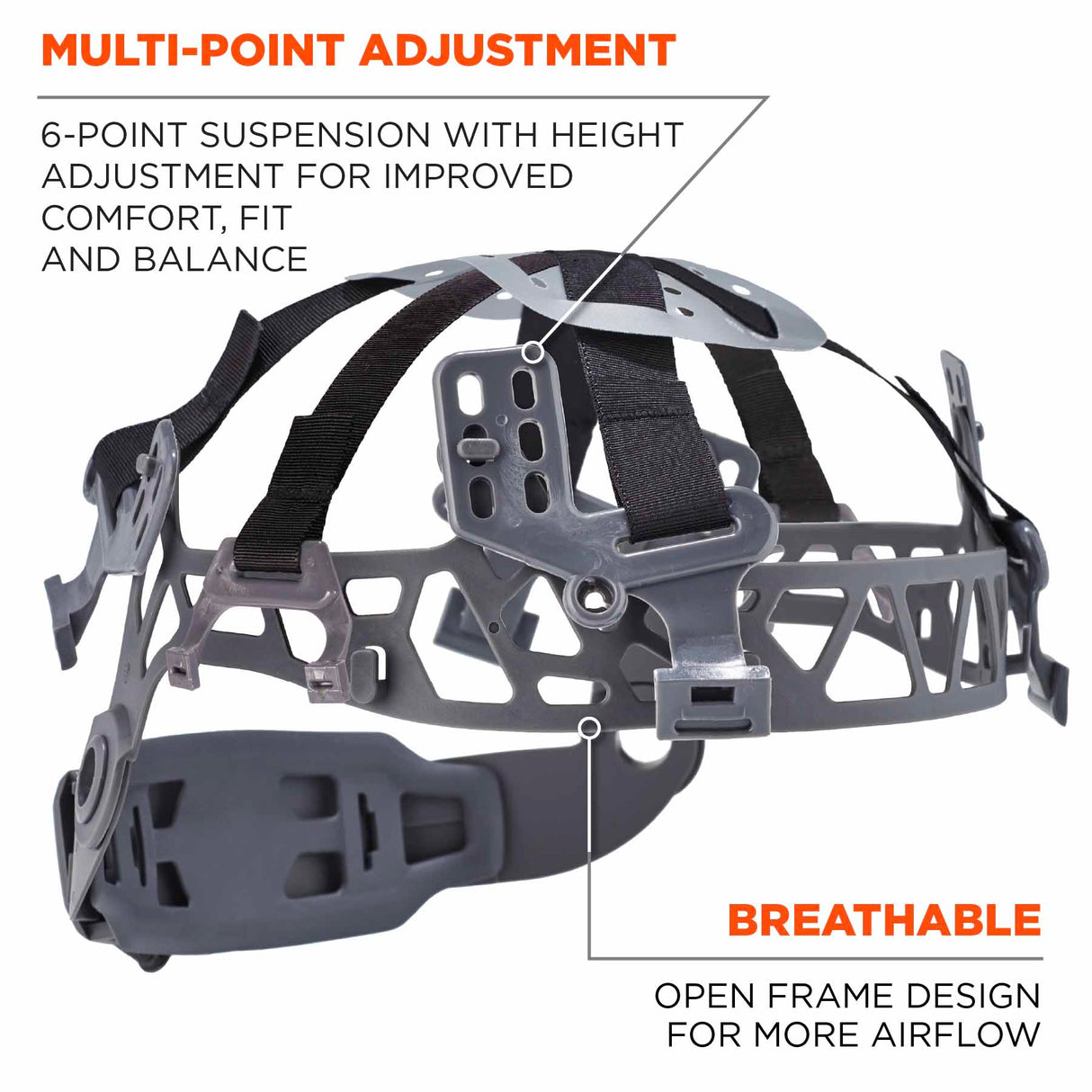 Ergodyne 60222 8975V Anti-Fog Smoke Lens Orange Class C Safety Hard Hat Helmet + Visor - 6