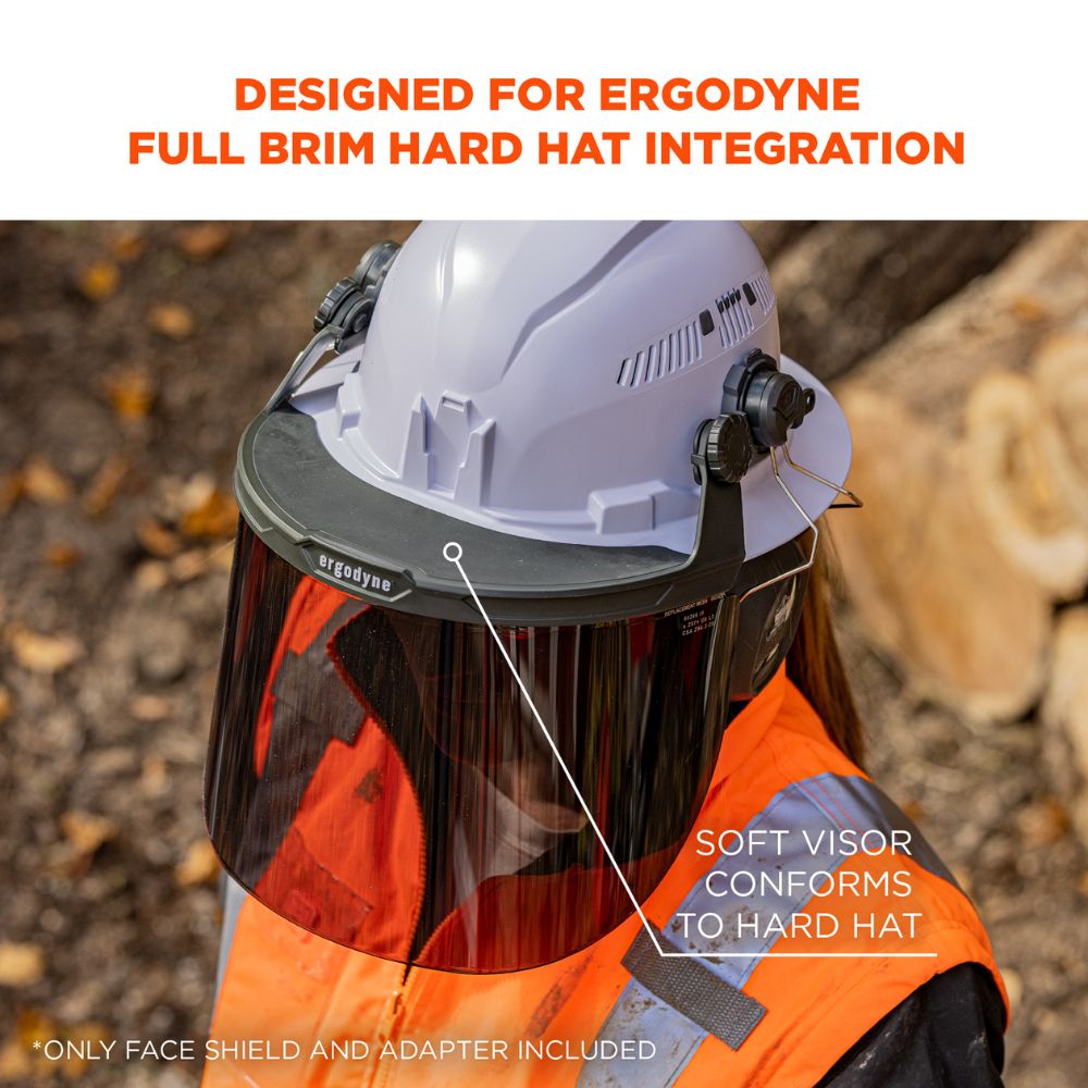 Ergodyne 60246 #8995 Smoke Lens Gray Hard Hat Face Shield for Full Brim - 2