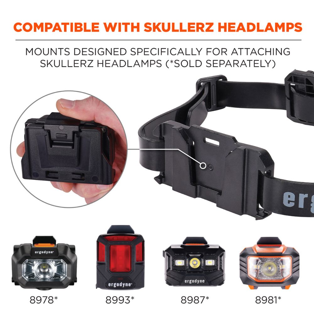 Ergodyne 60291 #8979 Black Headband Light Mount with Silicone Strap - 3