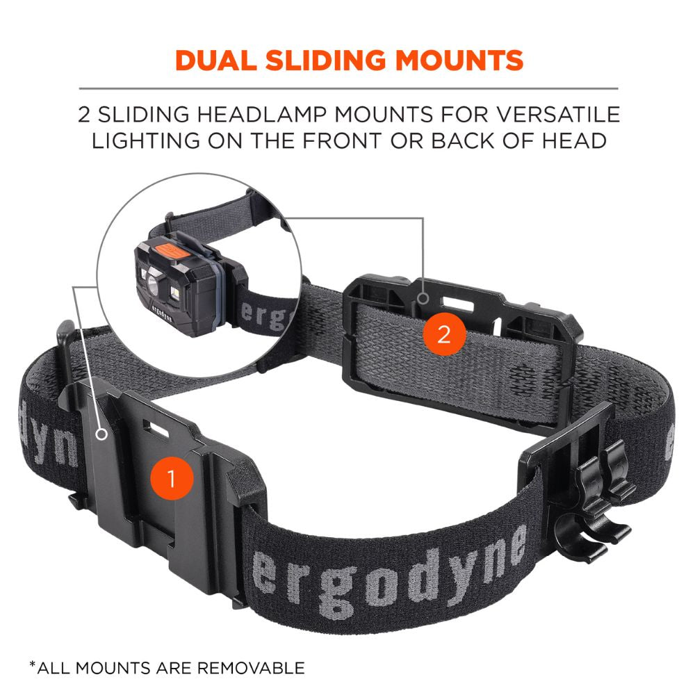 Ergodyne 60292 #8980 Black Headband Light Mount with Fabric Strap - 2