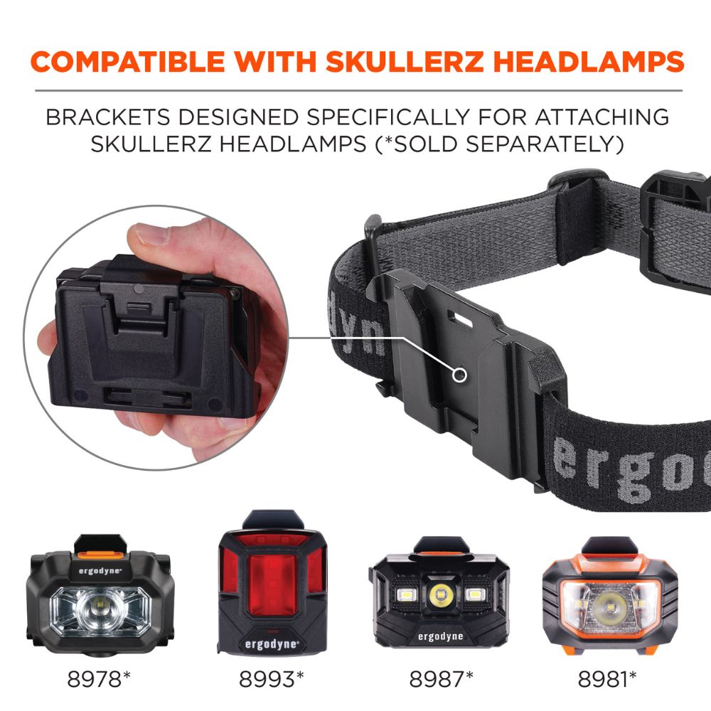 Ergodyne 60292 #8980 Black Headband Light Mount with Fabric Strap - 3