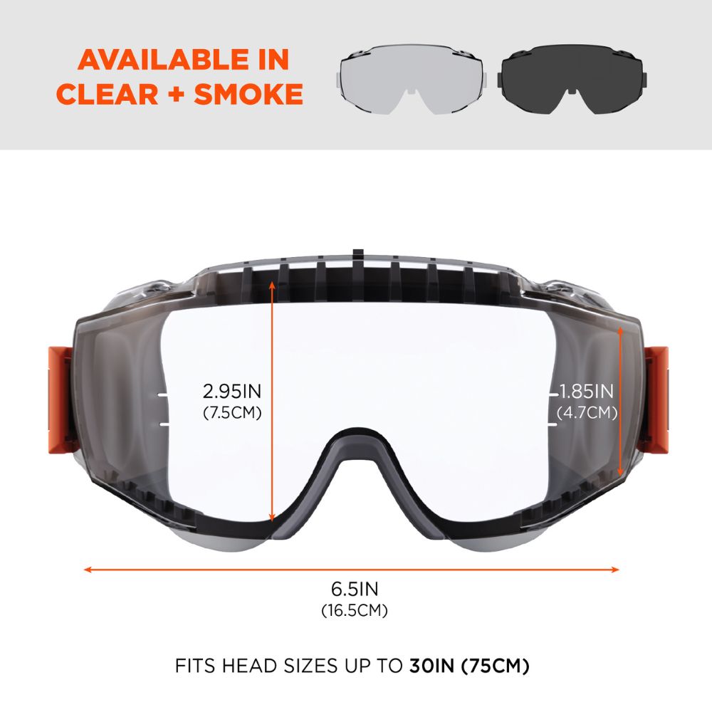 Ergodyne 60300 MODI-FAB Clear Lens Gray OTG Safety Goggles Elastic Strap - 6