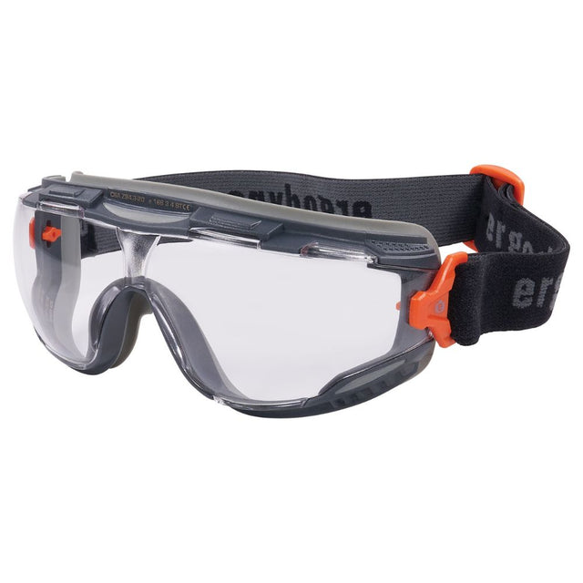 Ergodyne 60308 ARKYN-FAB Clear Lens Gray Safety Goggles Elastic Strap